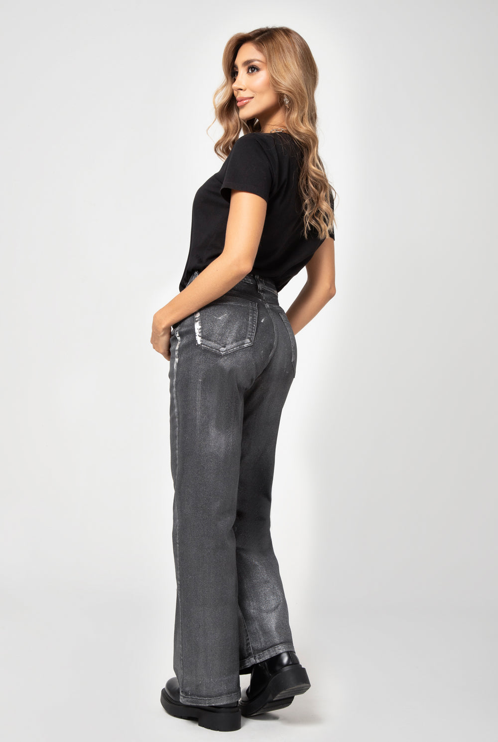 JEAN DAMA WIDE LEG PLATEADO RF 9723