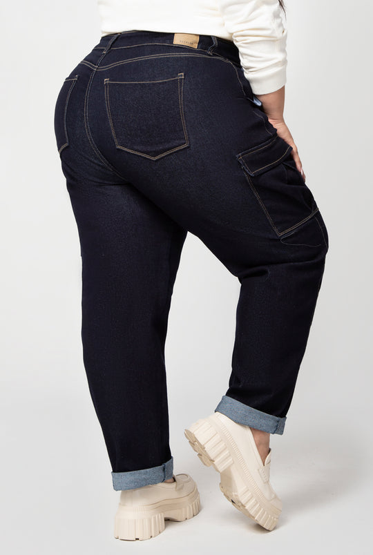 JEAN SLOUCHY CARGO DAMA PROCESO RAW ( industrial ) TIRO MEDIO, MODA COLOMBIANA  REF 9740 PL